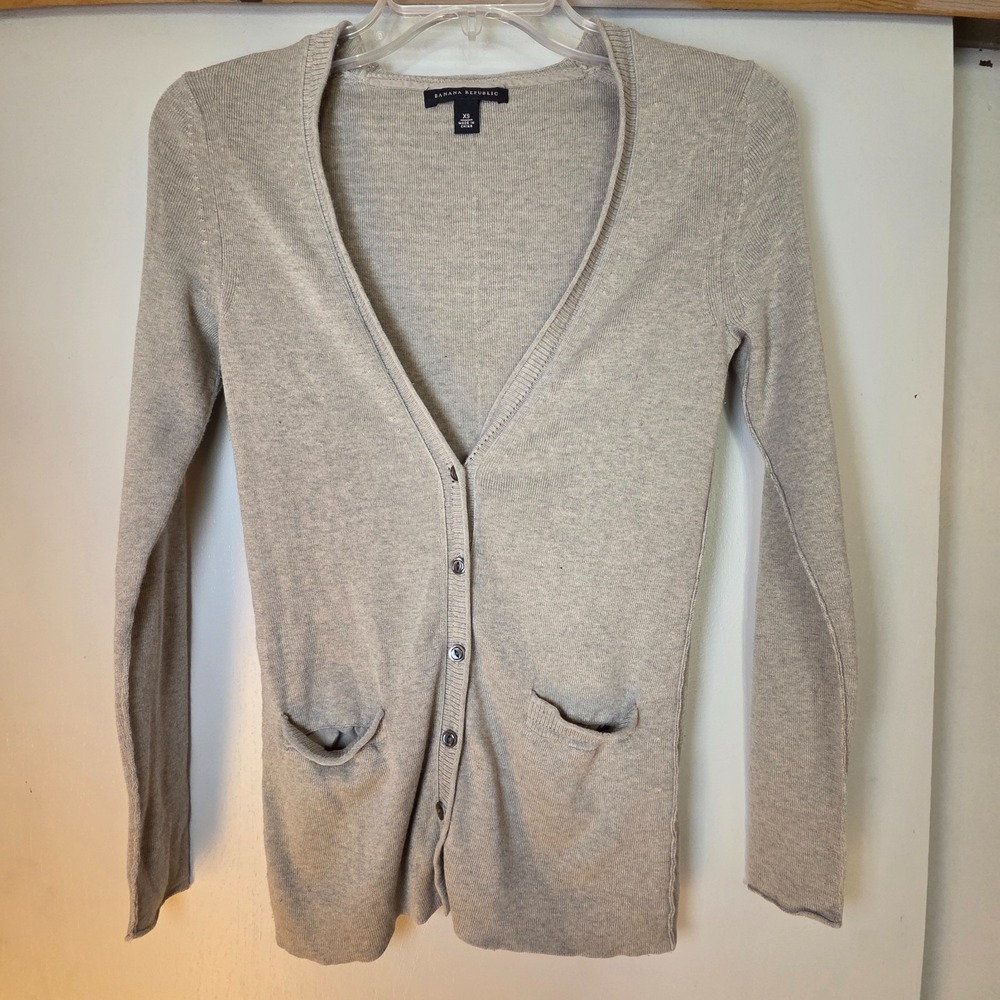 Banana Republic Silk Blend Gray Cardigan Sweater Women's XS